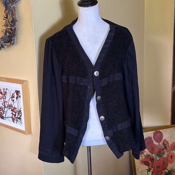 Vintage KC SPENCER Size XL/1X
Black Blouse Velvety Stripe Textured Lagenlook - Picture 12 of 14